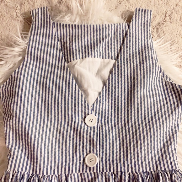 Vintage Seersucker Blue Stripe Mini Sundress - Picture 4 of 5